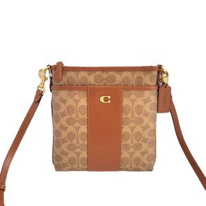 Coach CC533 CC Signature Kitt Colorblock Messenger Crossbody Tan Caramel Handbag